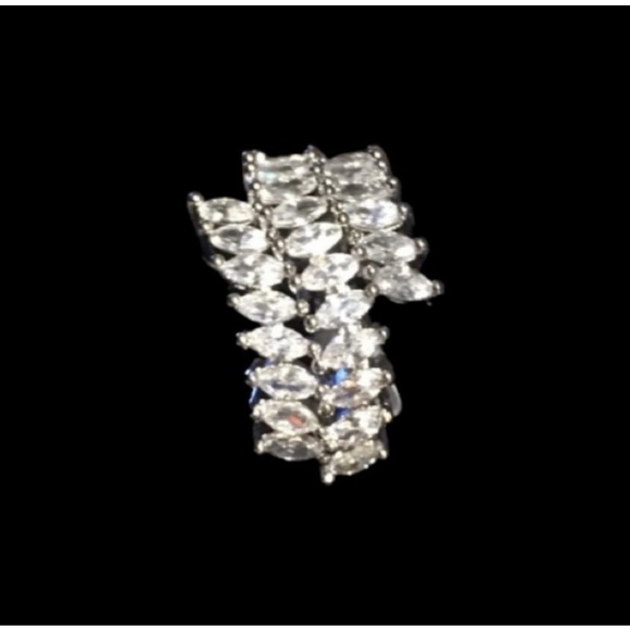 STERLING SILVER WHITE SAPPHIRE 3 WAVES - Picture 2 of 8